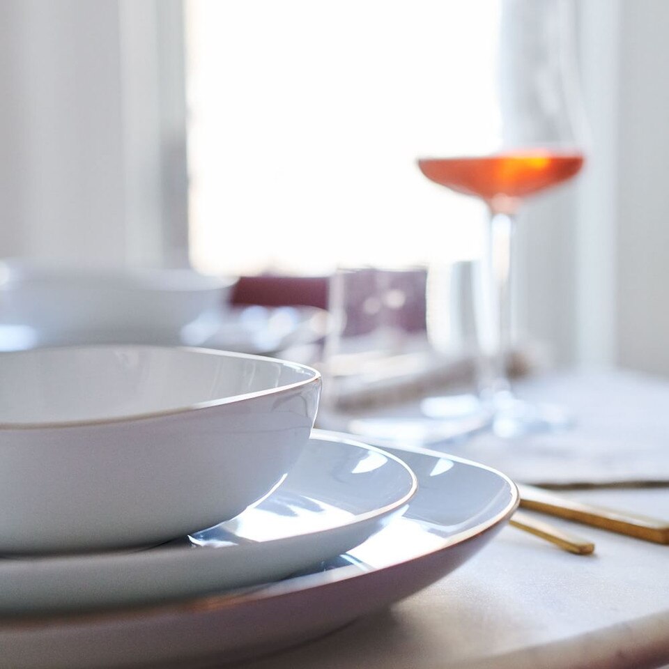 Organic Porcelain GoldRimmed Dinnerware (Set of 12) West Elm Australia